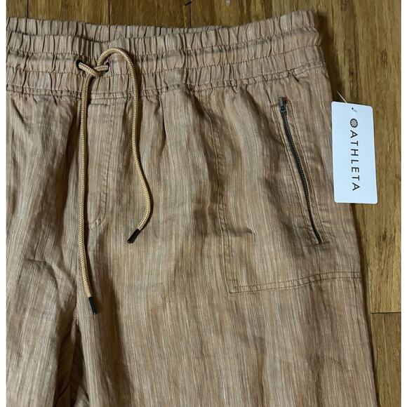 Athleta Cabo Linen Textured Wide Leg Pant Rain Dance Siena Beige Size‎ 24 Plus - Picture 4 of 7